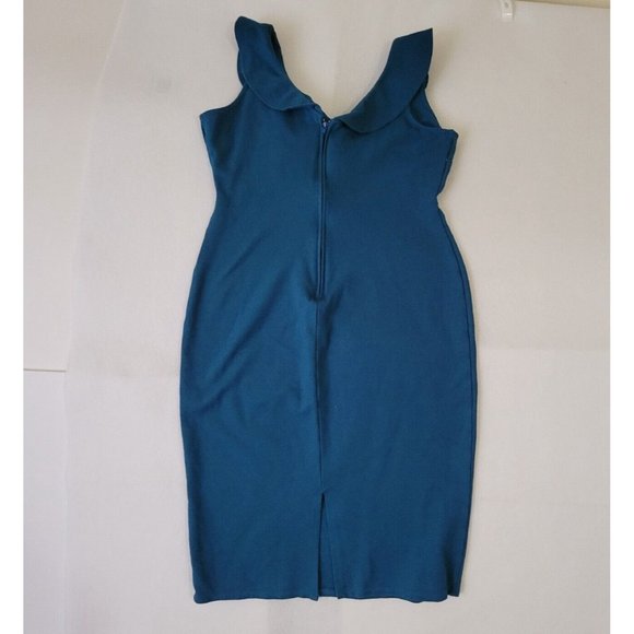 Paperdoll Blue Sleeveless Dress Ruffled V Neck Size M - Picture 5 of 9